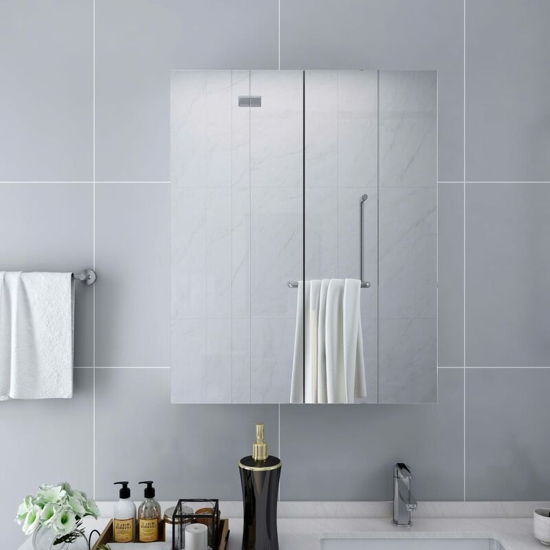 

BHD - Armario de espejo de baño MDF blanco 60x15x75 cm
