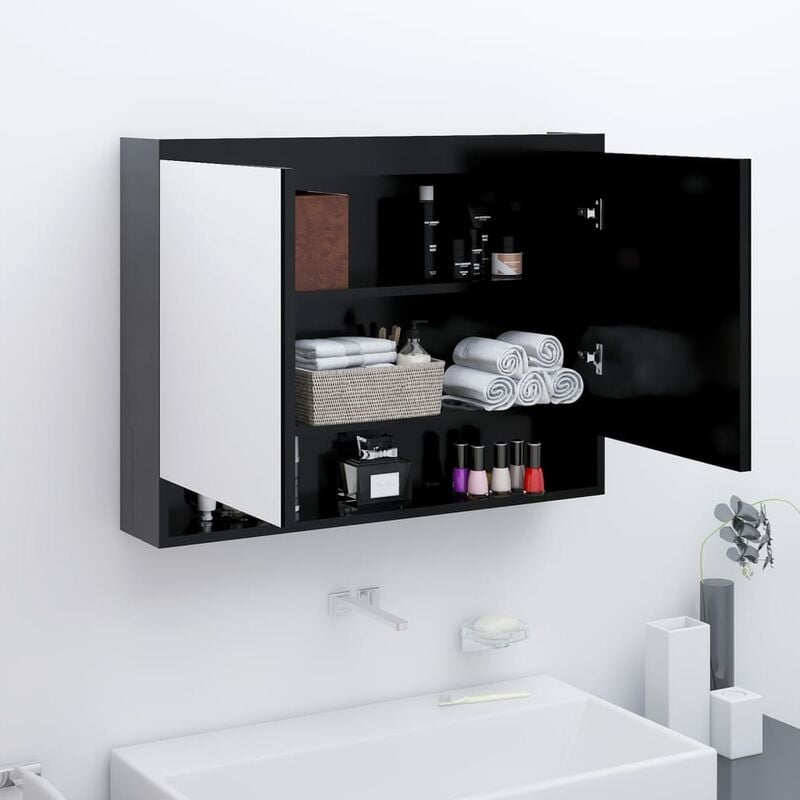 

BHD - Armario de espejo de baño MDF gris antracita 80x15x60 cm