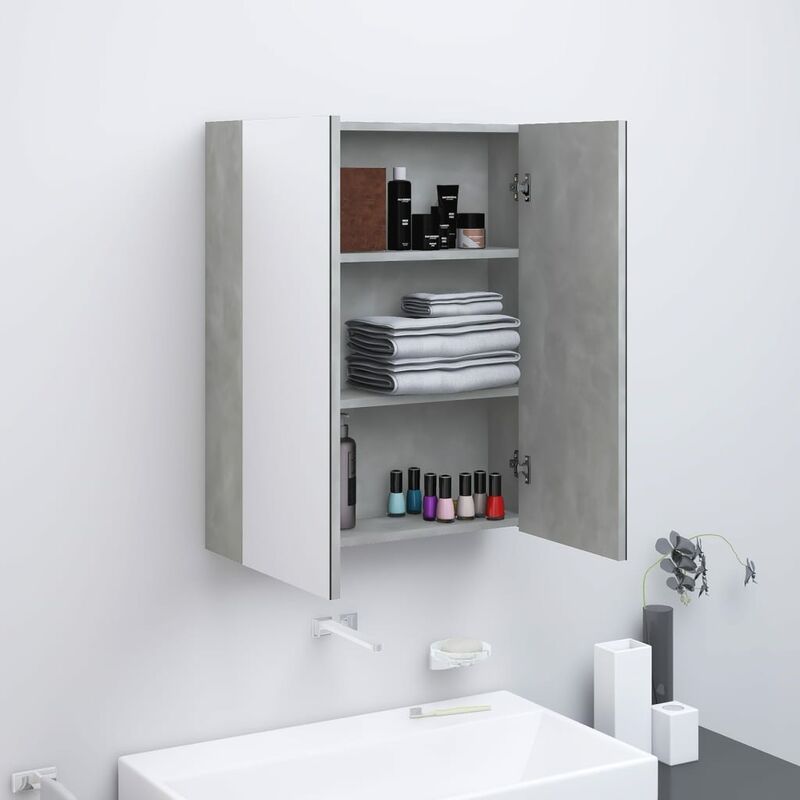 

BHD - Armario de espejo de baño MDF gris hormigón 60x15x75 cm