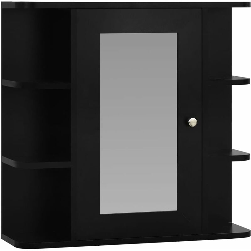 

vidaXL Armario de espejo de baño MDF negro 66x17x63 cm - Negro