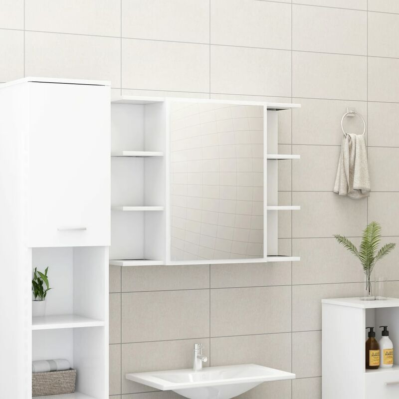 

Youthup - Armario de espejo de baño aglomerado blanco 80x20,5x64 cm - Blanco