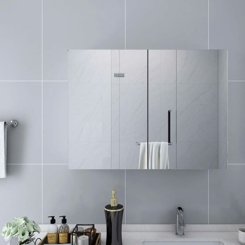 

Armario de espejo de baño MDF blanco 80x15x60 cm - Blanco