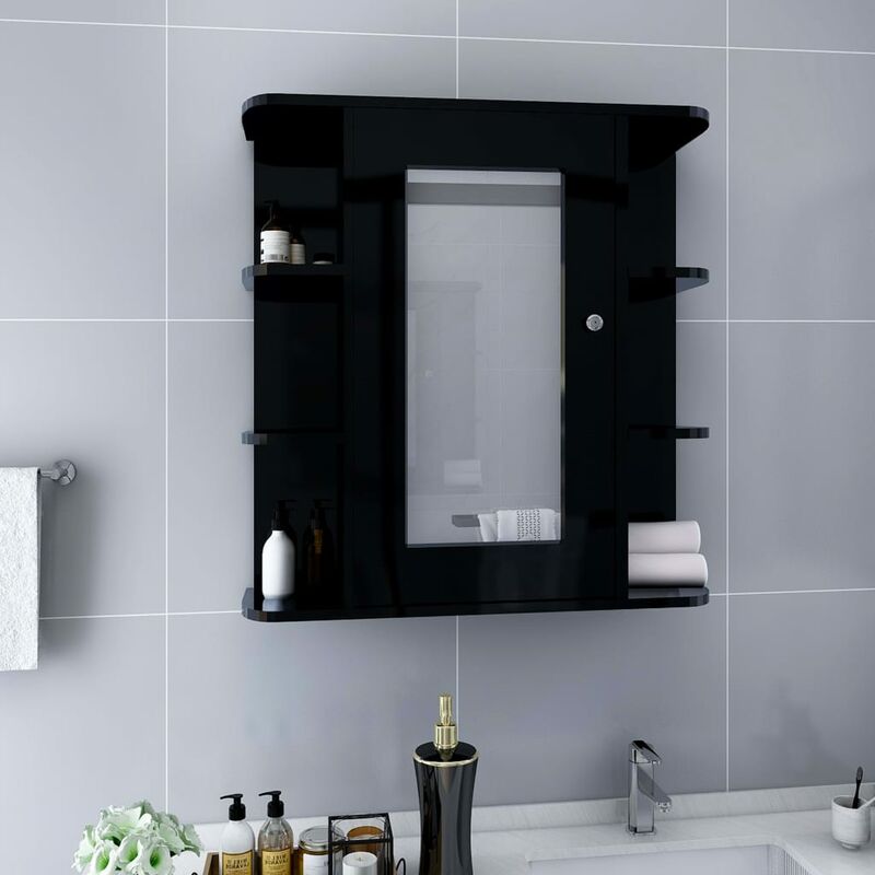 

Armario de espejo de baño MDF negro 66x17x63 cm - Negro