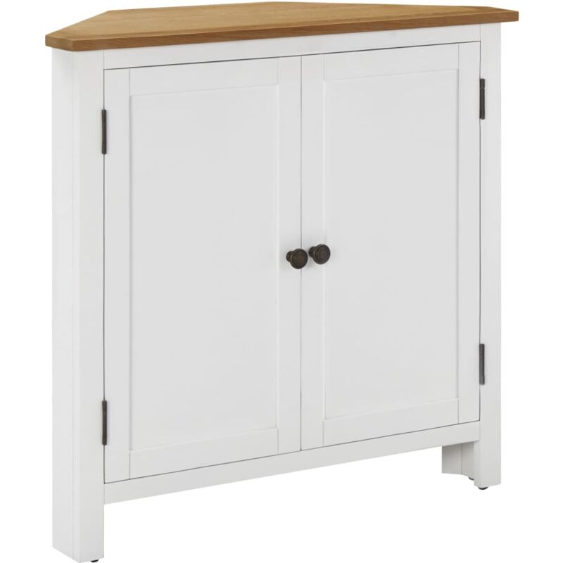 

Madera Maciza de Roble Armario de Esquina 80x33,5x78 cm Color Roble y Blanco - Blanco - Vidaxl
