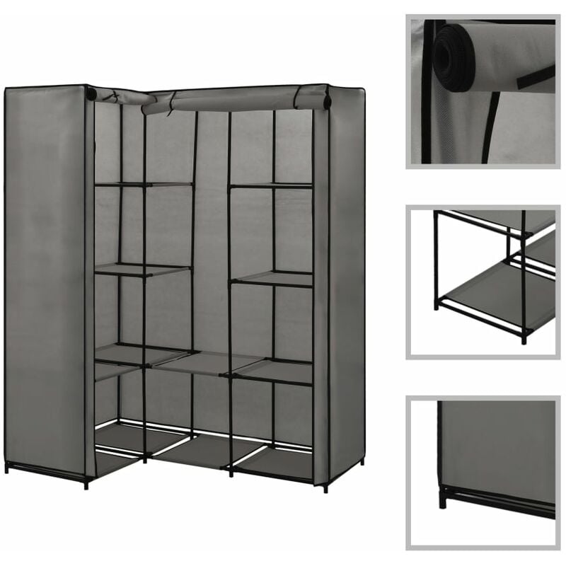 

Happyshopping - Armario de esquina gris 130x87x169 cm