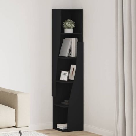 Armario de esquina Negro 27,5x27x140cm Madera de ingeniería