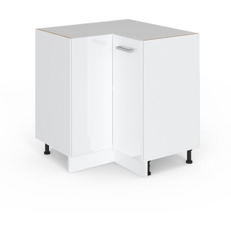 Mueble bajo de cocina R-Line, Blanco alto brillo, 60 cm con cajones, sin encimera, Vicco