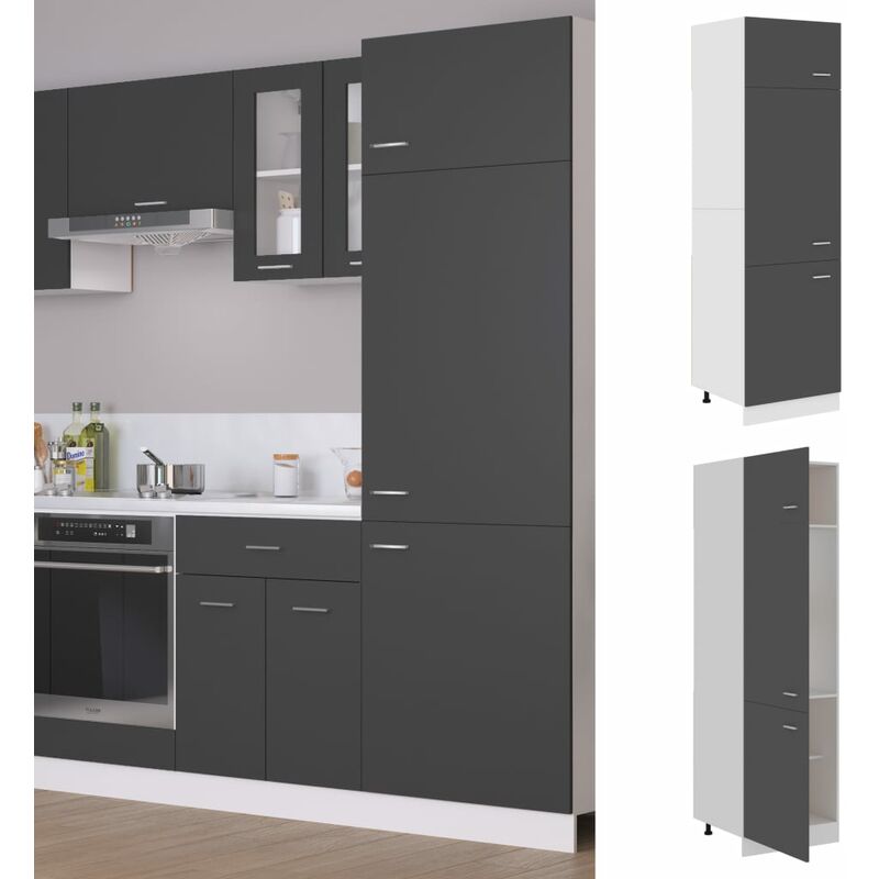 

Armario de frigorífico de aglomerado gris 60x57x207 cm - Gris