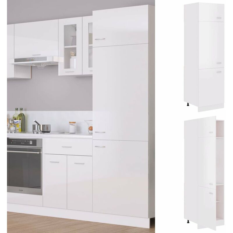 

Armario de frigorifico de aglomerado blanco brillo 60x57x207 cm