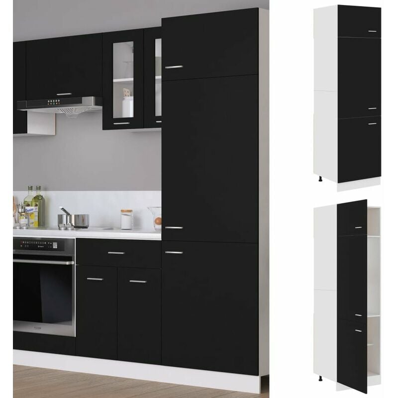 

Armario de frigorifico de aglomerado negro 60x57x207 cm