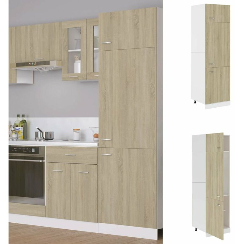 

Armario de frigorifico de aglomerado roble sonoma 60x57x207 cm