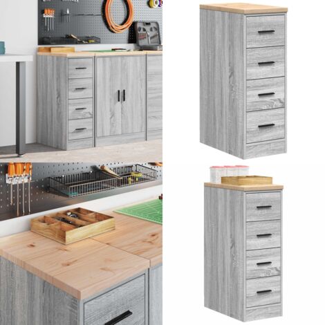 Armario de garaje de madera maciza pino gris Sonoma 30x51x85 cm - Almacenamiento de herramientas - Armario de bricolaje