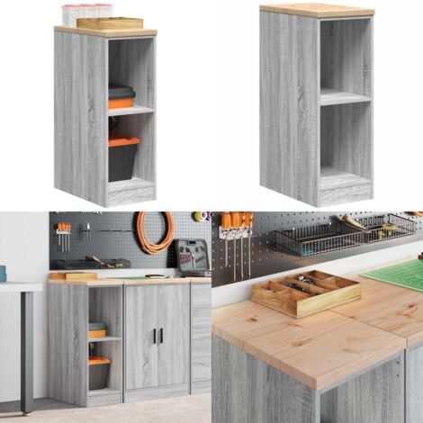 Armario de garaje de madera maciza pino gris Sonoma 30x51x85 cm - Almacenamiento de herramientas - Armario de madera