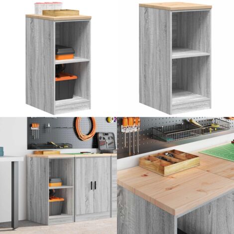 Armario de garaje de madera maciza pino gris Sonoma 40x51x85 cm - Almacenamiento de herramientas - Armario de madera