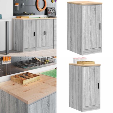 Armario de garaje de madera maciza pino gris Sonoma 40x51x85 cm - Armario de herramientas - Almacenamiento de herramientas