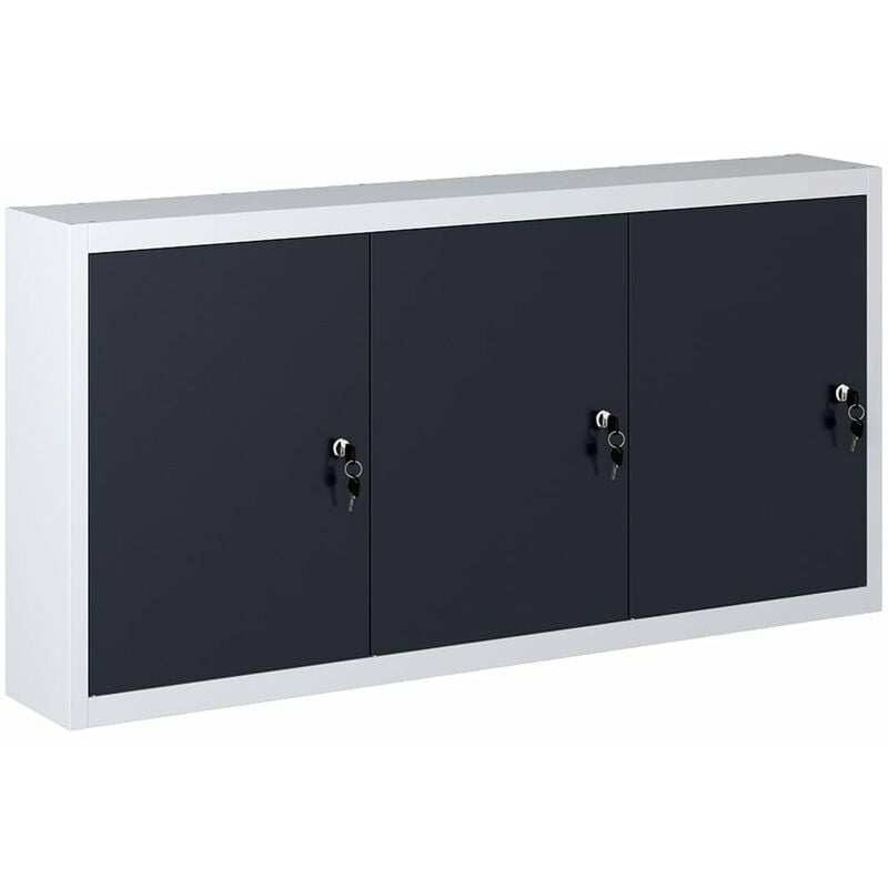 

Armario de herramientas de pared industrial metal gris y negro - Gris