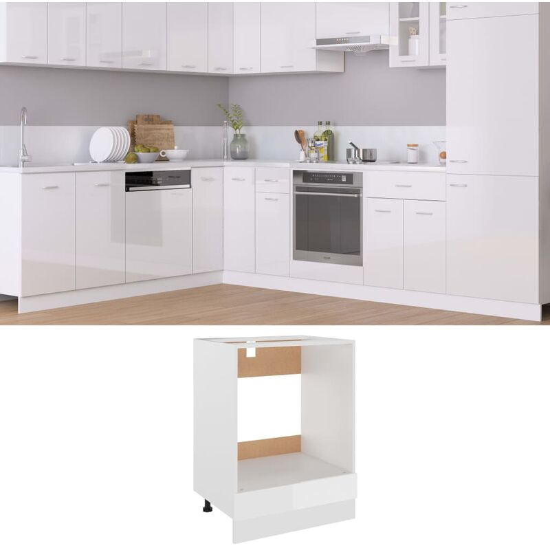 

Armario de horno de aglomerado blanco con brillo 60x46x81,5 cm