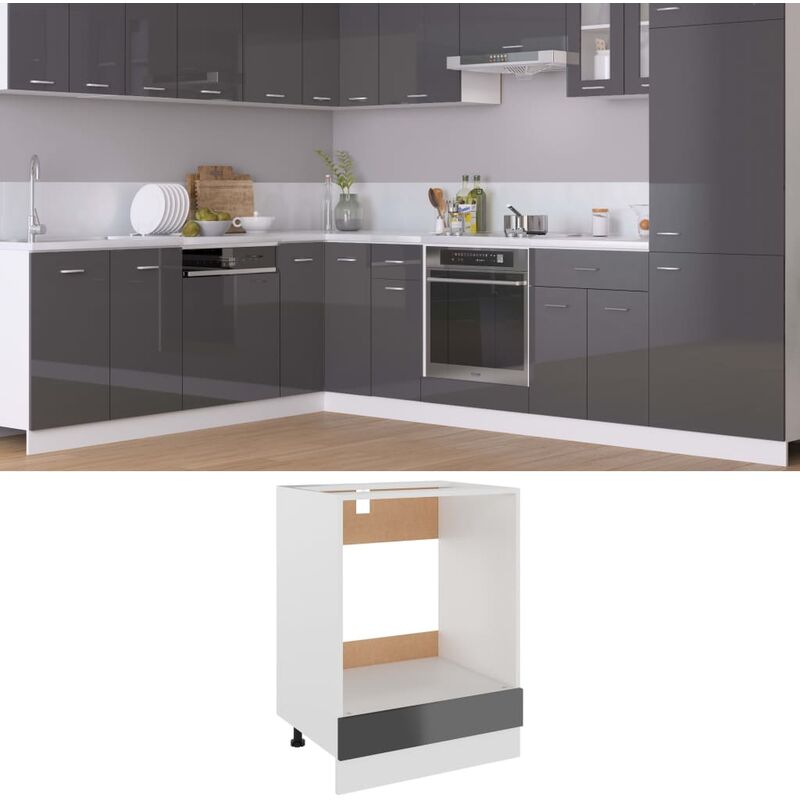 

Armario de horno de aglomerado gris con brillo 60x46x81,5 cm - Gris