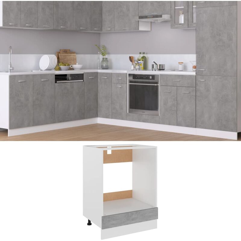 

Armario de horno de aglomerado gris hormigón 60x46x81,5 cm - Gris