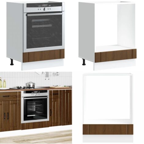 Armario de horno Lucca madera contrachapada roble marrón - Mueble de cocina - Armario de horno madera