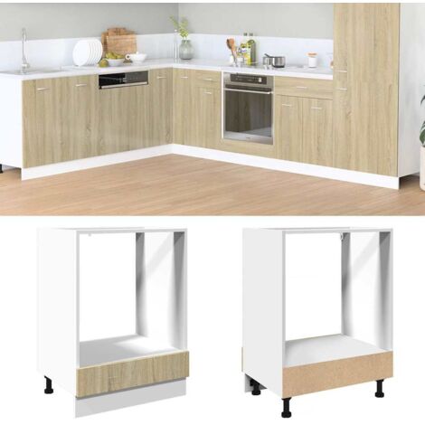 Armario de horno madera contrachapada color roble 60x46x81,5 cm