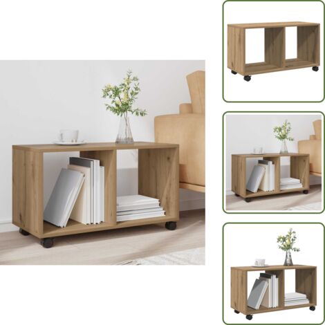 Armario de ingeniería artesanal - vidaXL Armario con ruedas madera ingeniería artisian 72x33x42,5 cm - Armario de almacenamiento