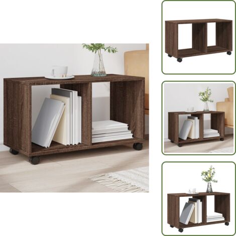 Armario de ingeniería - vidaXL Armario con ruedas madera ingeniería marrón roble 72x33x42,5 cm - Armario de madera roble
