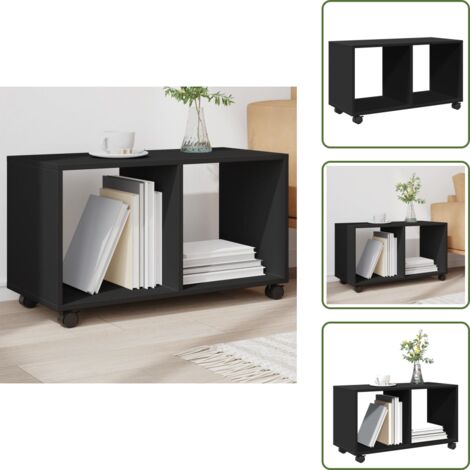 Armario de ingeniería - vidaXL Armario con ruedas madera ingeniería negro 72x33x42,5 cm - Armario negro