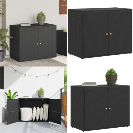 Armario de jardín negro 100x55,5x80 cm Ratán sintético - Armario de jardín negro - Armario de jardín resistente al agua