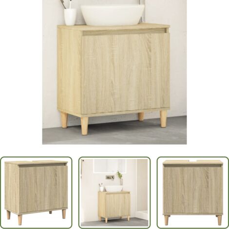 Armario de lavabo -  Armario de lavabo madera contrachapada roble Sonoma 58x33x60 cm