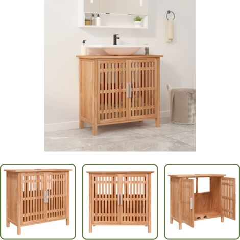 Armario de lavabo -  Armario de lavabo madera maciza de nogal 66x29x61,5 cm