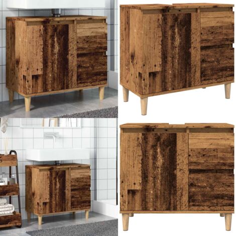 Armario de lavabo baño madera ingeniería envejecida 65x33x60 cm - Mueble de baño - Armario de lavabo