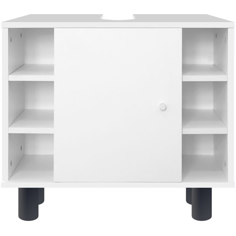 

Armario de lavabo baño mueble superficie 1 puerta 6 cajones blanco 60x60,8x33 cm