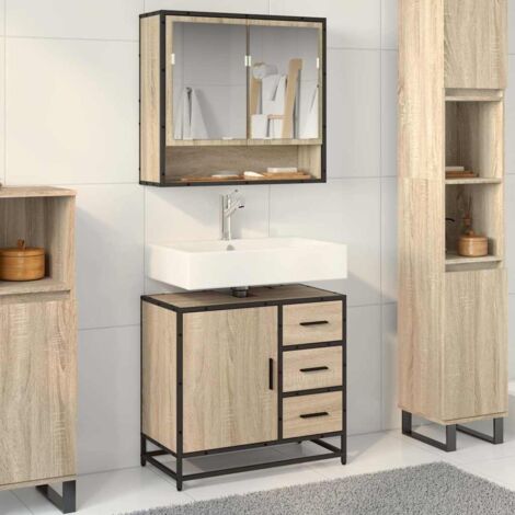 Armario de lavabo de baño madera roble  65x33x60 cm