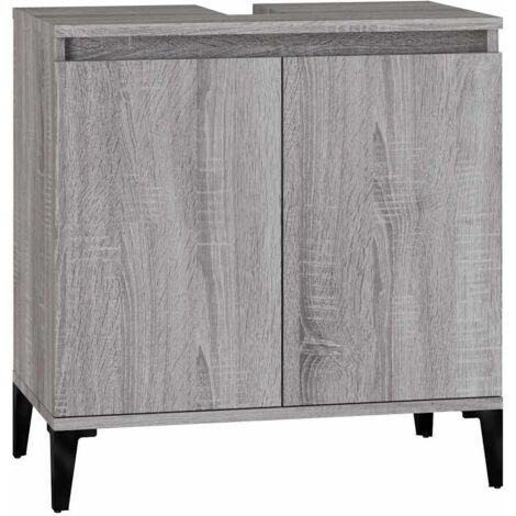 Armario de lavabo madera contrachapada gris Sonoma 58x33x60 cm vidaXL