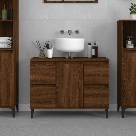 Armario de lavabo madera contrachapada roble marrón 80x33x60 cm vidaXL