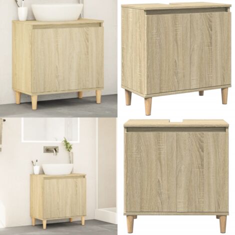 Armario de lavabo madera contrachapada roble Sonoma 58x33x60 cm - Armario de lavabo - Armario de madera