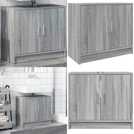 Armario de lavabo madera de ingeniería gris Sonoma 63x29x55 cm - Armario bajo lavabo - Madera de ingeniería