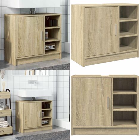 Armario de lavabo madera de ingeniería roble Sonoma 63x29x55 cm - Armario de lavabo - Madera de ingeniería