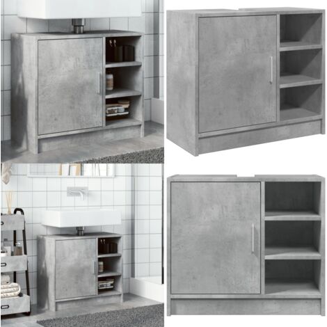Armario de lavabo madera ingeniería gris hormigón 63x29x55 cm - Armario de lavabo - Madera de ingeniería