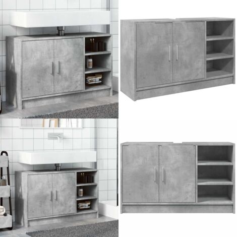 Armario de lavabo madera ingeniería gris hormigón 90x29x55 cm - Armario de lavabo - Madera de ingeniería