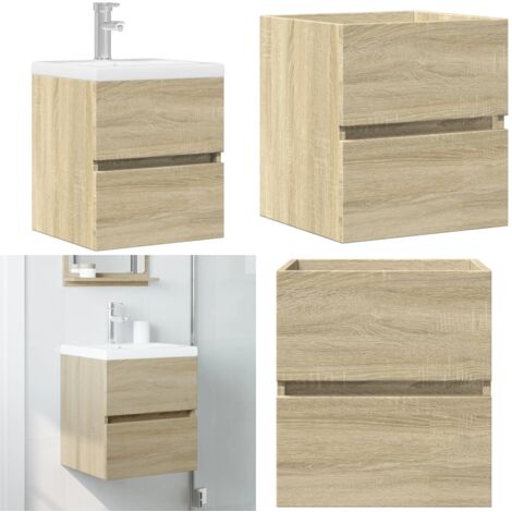 Armario de lavabo madera ingeniería roble Sonoma 41x38,5x45 cm - Armario de lavabo - Armario de madera