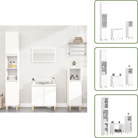 Armario de lavabo - vidaXL Juego de muebles de baño 3 pzas madera contrachapada blanco - Muebles de baño de madera