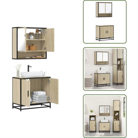 Armario de lavabo - vidaXL Set de muebles de baño 2 pzas madera contrachapada roble Sonoma - Muebles de baño de madera