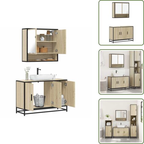 Armario de lavabo - vidaXL Set de muebles de baño 2 pzas madera contrachapada roble Sonoma - Muebles de baño de madera