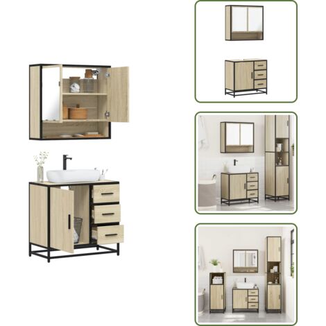 Armario de lavabo - vidaXL Set de muebles de baño 2 pzas madera contrachapada roble Sonoma - Muebles de baño de madera