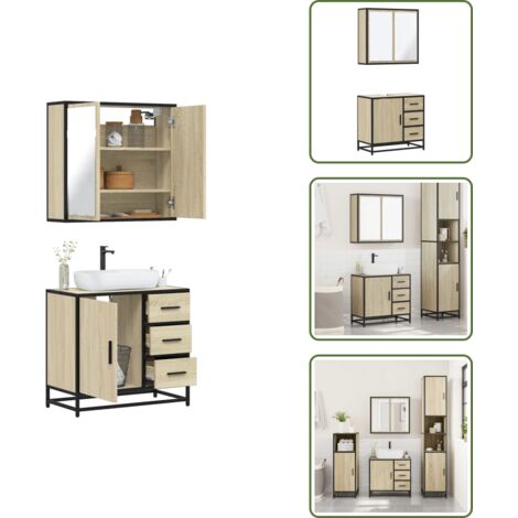 Armario de lavabo - vidaXL Set de muebles de baño 2 pzas madera contrachapada roble Sonoma - Muebles de baño de madera