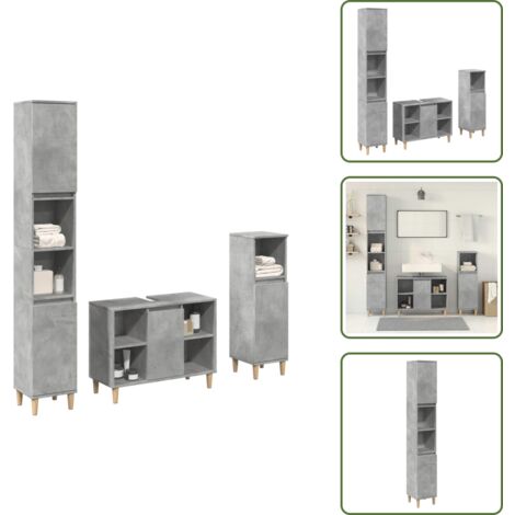 Armario de lavabo - vidaXL Set muebles de baño 2 piezas madera contrachapada gris hormigón - Almacenamiento de baño