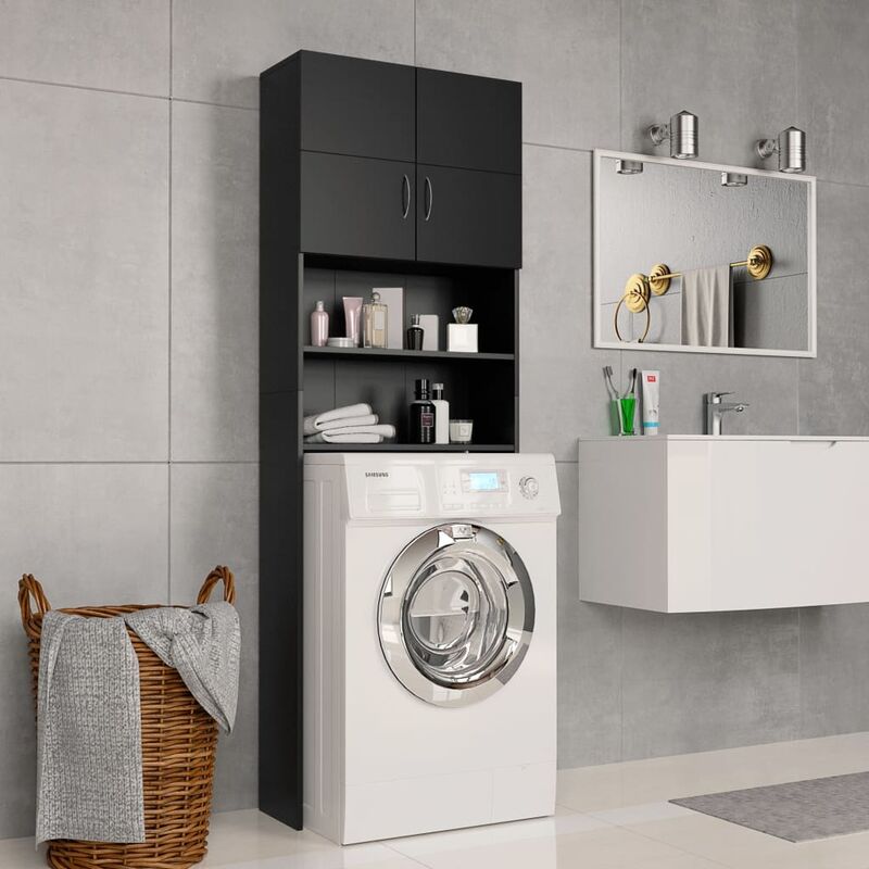 

Armario de lavadora aglomerado negro 64x25,5x190 cm - Negro
