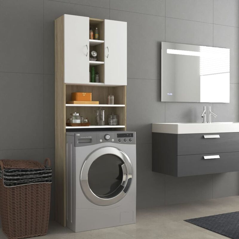 

Armario de lavadora blanco roble Sonoma 64x25,5x190 cm